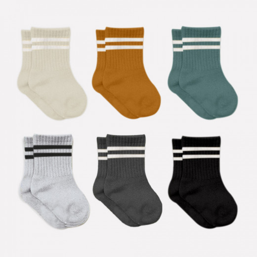 Bistyle 6-Pairs Combed Circlip Quarter Socks (24-36 m) Colored