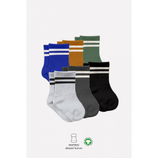 Bistyle 6-Pairs Combed Circlip Quarter Socks (24-36 m) Colored