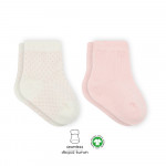 Bistyle Organic 2-Pairs Combed Socks (0-6 m) Pink