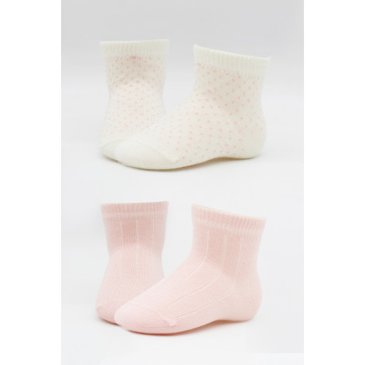 Bistyle Organic 2-Pairs Combed Socks (12-24 m) Pink