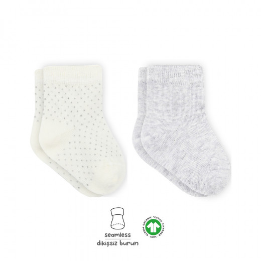 Bistyle Organic 2-Pairs Combed Socks (0-6 m) Grey