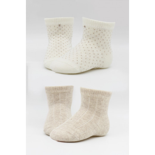 Bistyle Organic 2-Pairs Combed Socks (24-36 m) Beige