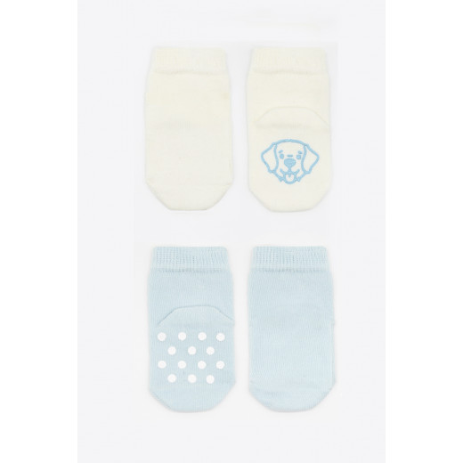 Bistyle Organic 2-Pairs Combed Non-slip Socks (0-6 m) Blue