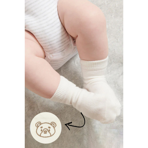 Bistyle Organic 2-Pairs Combed Non-slip Socks (12-24 m) Beige