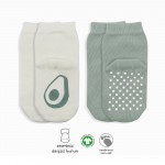 Bistyle Organic 2-Pairs Combed Non-slip Socks (6-12 m) Green