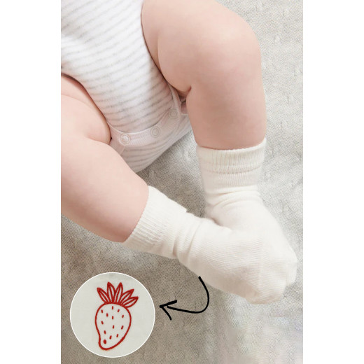 Bistyle Organic 2-Pairs Combed Non-slip Socks (6-12 m) Red