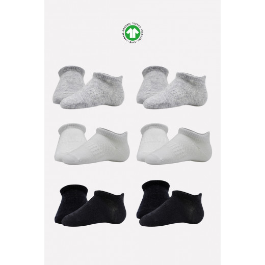 Bistyle 6-Pairs Combed Liner Socks (24-36 m) (Black, Grey, Beige)