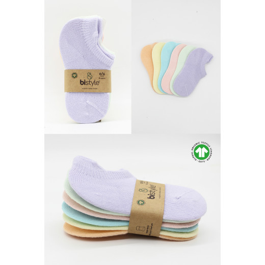 Bistyle 6-Pairs Combed Liner Socks (0-6 m) Colored