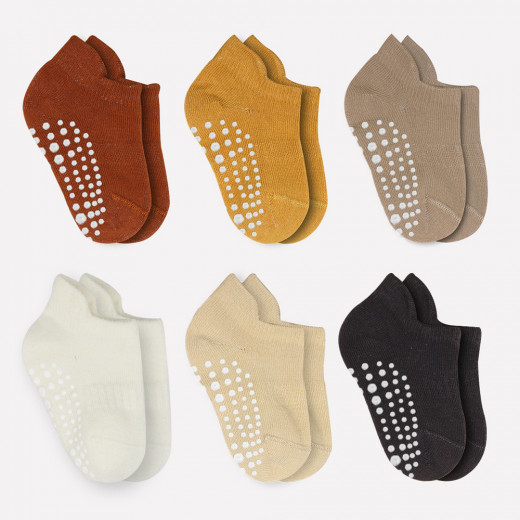 Bi̇style 6-Pairs Combed Non-Slip Liner Socks (12-24 m) Colored