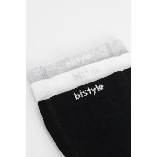 Bistyle 3-Pairs Combed Cotton Tights (12-24) (Black, Grey, White)