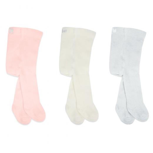 Bistyle 3-Pairs Combed Cotton Tights (12-24) (Pink, Grey, Beige)