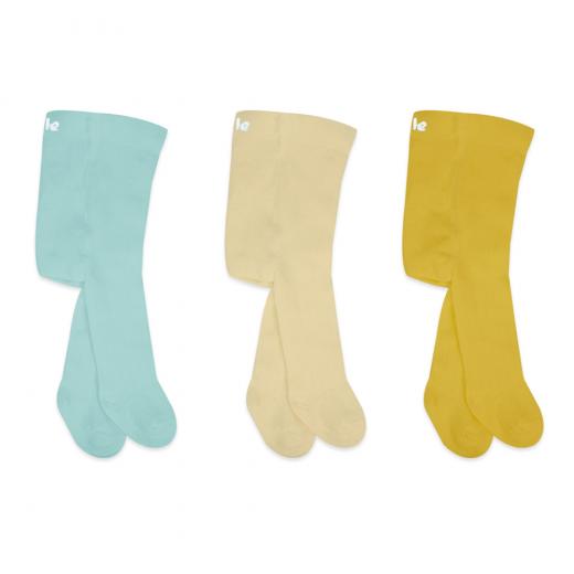 Bistyle 3-Pairs Combed Cotton Tights (0-6) (Blue, Brown, Yellow)