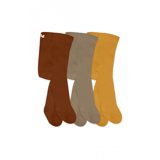 Bistyle 3-Pairs Combed Cotton Tights (0-6) (Orange, Brown, Yellow)