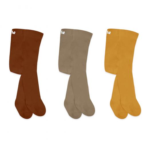 Bistyle 3-Pairs Combed Cotton Tights (24-36) (Orange, Brown, Yellow)