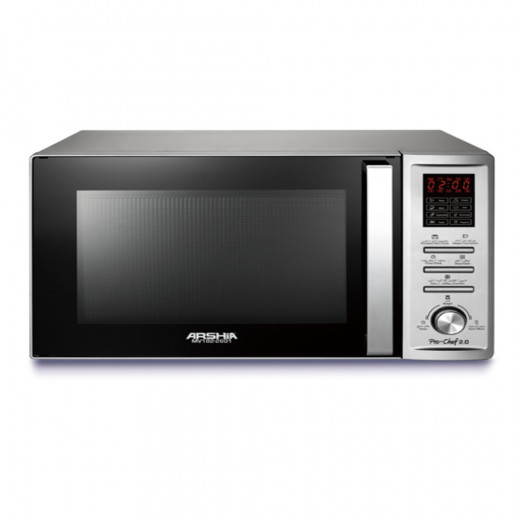 Arshia Premium Microwave and Grill 36 Liters Silver Digital Touch Control , 2500W , Child Safety Lock