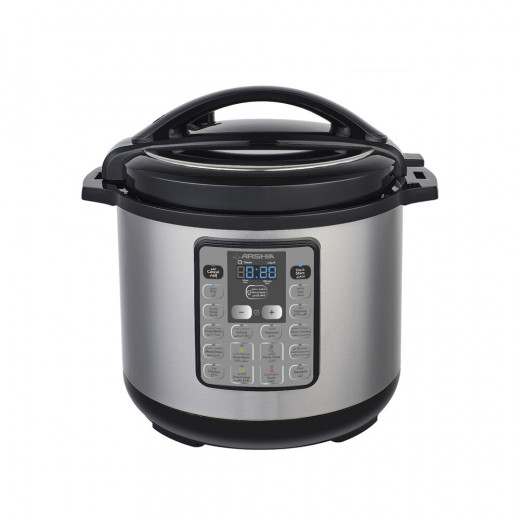 Arshia 12Litre , Digital Pressure Cooker , 1600 watts , Stainless Steel , Black