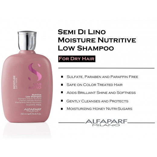 Alfaparf Milano Semi Di Lino Moisture Nutritive Sulfate Free Shampoo for Dry Hair, 250 Ml