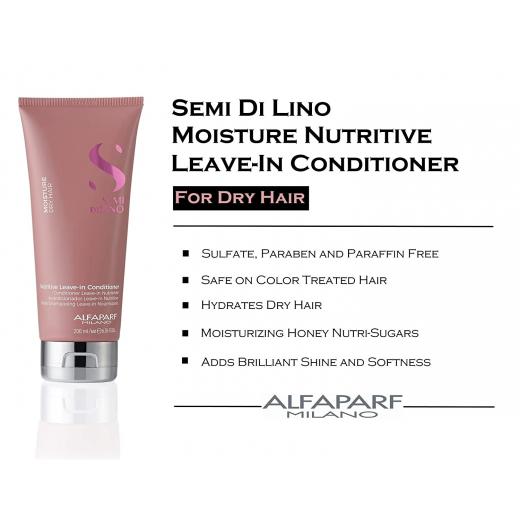 Alfaparf Milano Semi di Lino Moisture Nutritive Conditioner Set for Dry Hair - Sulfate Free Moisturizing Conditioner - Adds Shine and Softness 250 ml