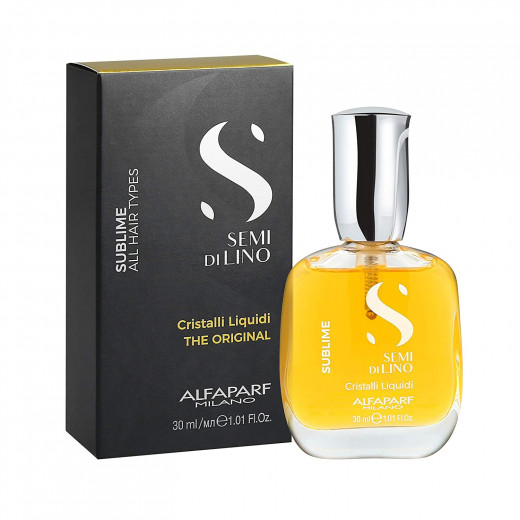 Alfaparf Milano Semi di Lino Sublime Cristalli Liquidi Hair Oil with Thermal Protection - Superior Hair Finishing Smoothing Serum Treatment - Brilliant Shine - Vegan Formula 30 ml