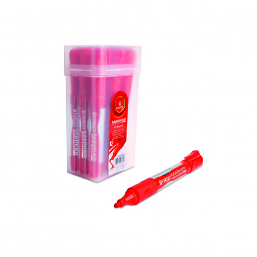 Vertex Rechargable  White Board Marker  Chisel   Red (12 Pcs)