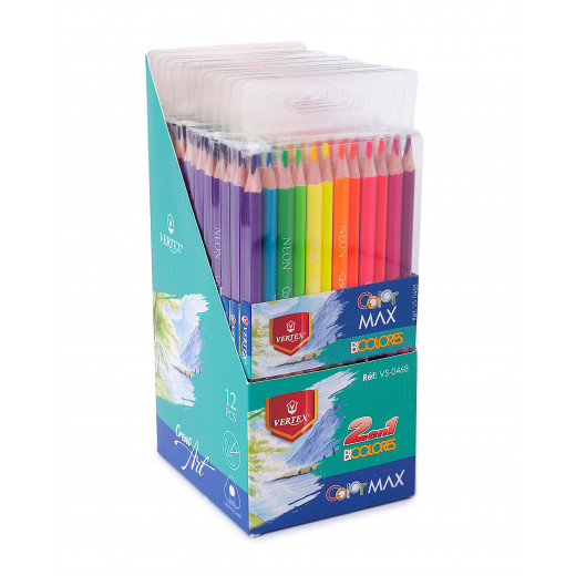أقلام ملونة  مزدوجة 12 قلم, جهة الوان نيون و جهة الوان طبيعية من فيرتكس