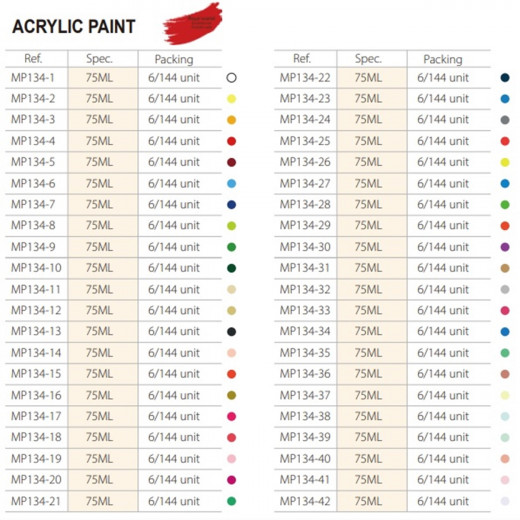 Acrylic Color Tube From Motarro 75ml - skin color