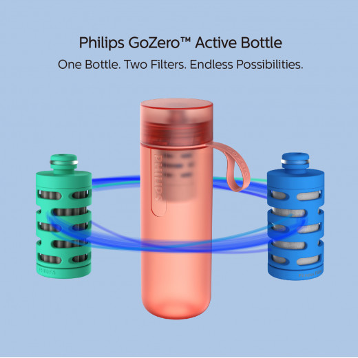 Philips Water GoZero Fitness Hydration Bottle - 1 Filter Included AWP2712RDR/24