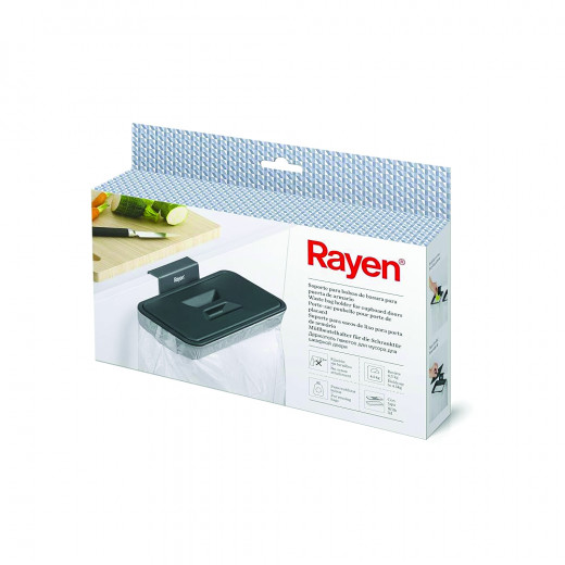 Rayen Wardrobe Door Waste Bag Holder Dark Grey, Size: 24.5 x 13.5 x 5.5 cm