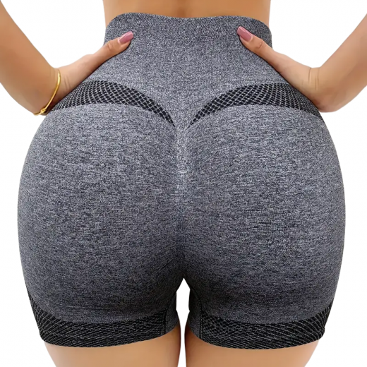 High waist stretchable breathable yoga and fitness shorts - Grey S size