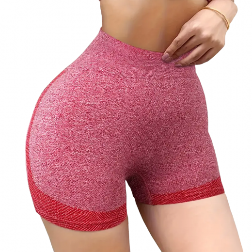 High waist stretchable breathable yoga and fitness shorts - Rose Pink M size