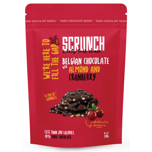 Scrunch Belgian Dark Chocolate Barks with Almond & Cranberry