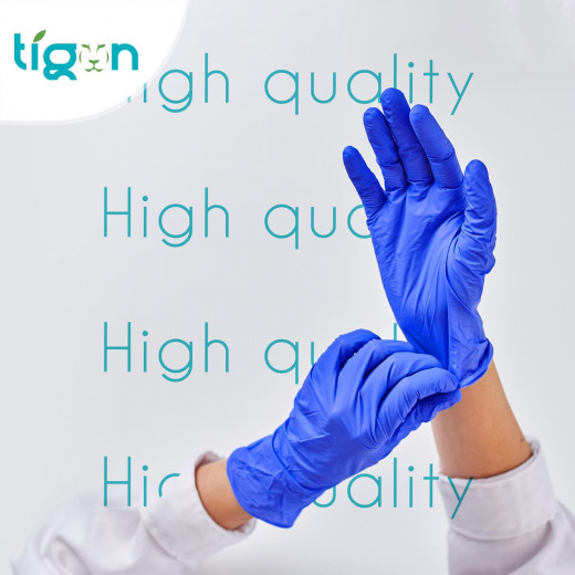 Tigon Nitrile Gloves Blue (Powder Free) - 100 pieces - Medium