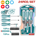 Total Tools 24 Pcs Screwdriver And Bits Set - Tacsd302462