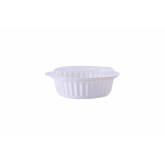 RZ Plastic Containers Round PP White 1000 cc Microwavable with Lid - 50 PCS